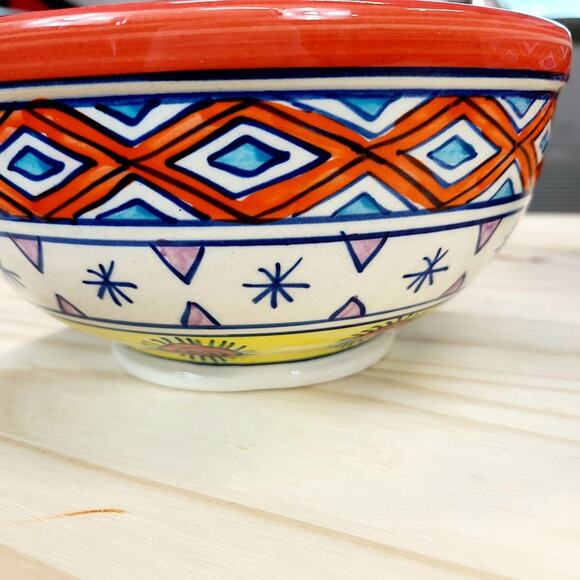 STUNNING POTTERY!  Hand Painted & Glazed Set of 3 Nesting Mixing Bowls PRE-OWNED - Picture 6 of 9